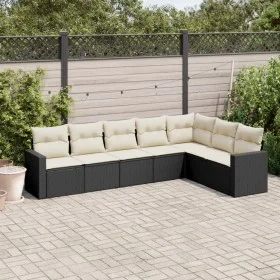 7-piece garden dining set and black synthetic rattan cushions by , Garden sets - Ref: Foro24-3219036, Price: 412,02 €, Discou...