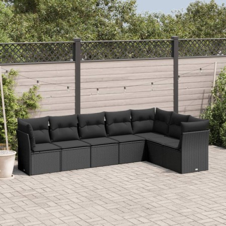 7-piece garden dining set and black synthetic rattan cushions by , Garden sets - Ref: Foro24-3217735, Price: 451,60 €, Discou...