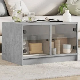 Coffee table with glass doors in concrete 68x50x42 cm by , Coffee table - Ref: Foro24-836367, Price: 43,89 €, Discount: %
