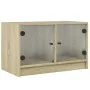 Mueble de TV con puertas de vidrio roble Sonoma 68x37x42 cm de , Muebles TV - Ref: Foro24-836359, Precio: 37,79 €, Descuento: %