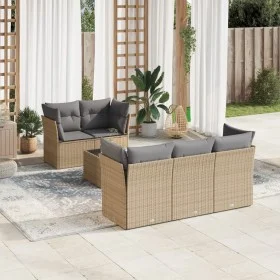 Garden sofa set with cushions 6 pieces beige synthetic rattan by , Garden sets - Ref: Foro24-3249088, Price: 400,74 €, Discou...