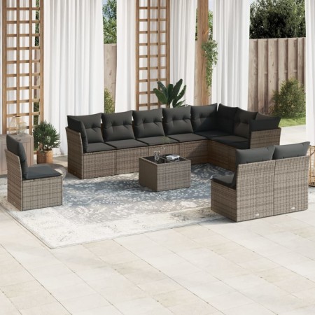 11-piece garden sofa set and gray synthetic rattan cushions by , Garden sets - Ref: Foro24-3217810, Price: 619,96 €, Discount: %