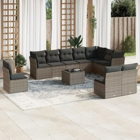 11-piece garden sofa set and gray synthetic rattan cushions by , Garden sets - Ref: Foro24-3217810, Price: 610,17 €, Discount: %