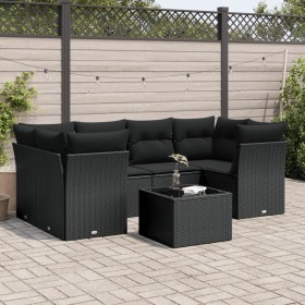 7-piece garden dining set and black synthetic rattan cushions by , Garden sets - Ref: Foro24-3249104, Price: 492,75 €, Discou...