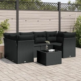 7-piece garden dining set and black synthetic rattan cushions by , Garden sets - Ref: Foro24-3249104, Price: 472,23 €, Discou...