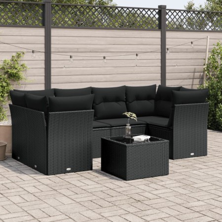 7-piece garden dining set and black synthetic rattan cushions by , Garden sets - Ref: Foro24-3249104, Price: 490,18 €, Discou...