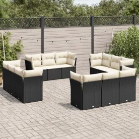 Garden sofa set 12 pieces with black synthetic rattan cushions by , Garden sets - Ref: Foro24-3249165, Price: 830,19 €, Disco...