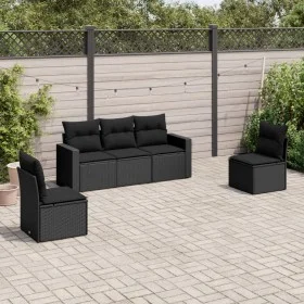 5-piece garden furniture set and black synthetic rattan cushions by , Modular outdoor sofas - Ref: Foro24-3251122, Price: 326...