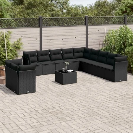 Gartensofa-Set 12-teilig mit schwarzen synthetischen Rattankissen von , Gartensets - Ref: Foro24-3249724, Preis: 816,71 €, Ra...