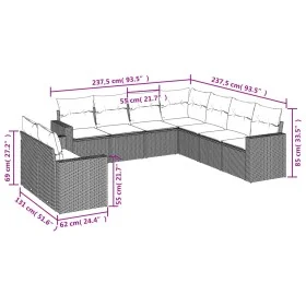 9-piece garden sofa set with beige synthetic rattan cushions by , Modular outdoor sofas - Ref: Foro24-3251486, Price: 686,49 ...
