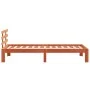 Bed frame with wax brown pine wood headboard 90x200 cm by , Beds and slatted bases - Ref: Foro24-844271, Price: 74,54 €, Disc...
