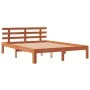 Bed frame with wax brown pine wood headboard 120x200 cm by , Beds and slatted bases - Ref: Foro24-844273, Price: 95,46 €, Dis...