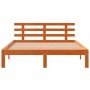 Bed frame with wax brown pine wood headboard 120x200 cm by , Beds and slatted bases - Ref: Foro24-844273, Price: 96,33 €, Dis...