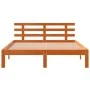Bed frame with wax brown pine wood headboard 120x200 cm by , Beds and slatted bases - Ref: Foro24-844273, Price: 95,46 €, Dis...