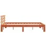 Bed frame with wax brown pine wood headboard 120x200 cm by , Beds and slatted bases - Ref: Foro24-844273, Price: 95,46 €, Dis...