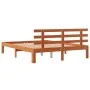 Bed frame with wax brown pine wood headboard 120x200 cm by , Beds and slatted bases - Ref: Foro24-844273, Price: 95,46 €, Dis...