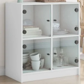 Beistellschrank mit weißen Glastüren 68x37x75,5 cm von , Sideboards - Ref: Foro24-836378, Preis: 66,66 €, Rabatt: %