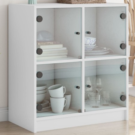 Armario auxiliar con puertas de vidrio blanco 68x37x75,5 cm de , Aparadores - Ref: Foro24-836378, Precio: 67,29 €, Descuento: %