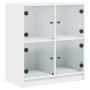 Armario auxiliar con puertas de vidrio blanco 68x37x75,5 cm