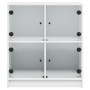 Armario auxiliar con puertas de vidrio blanco 68x37x75,5 cm