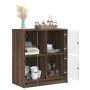 Armario auxiliar puertas de vidrio marrón roble 68x37x75,5 cm de , Aparadores - Ref: Foro24-836384, Precio: 77,77 €, Descuent...