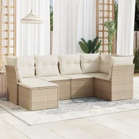 Gartensofa-Set mit Kissen, 6-teilig, beiges synthetisches Rattan von , Gartensets - Ref: Foro24-3217948, Preis: 410,30 €, Rab...