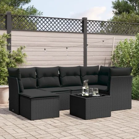 7-piece garden dining set and black synthetic rattan cushions by , Garden sets - Ref: Foro24-3217955, Price: 430,07 €, Discou...