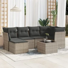7-teiliges Gartensofa-Set mit grauen PE-Rattan-Kissen von , Gartensets - Ref: Foro24-3217960, Preis: 396,13 €, Rabatt: %