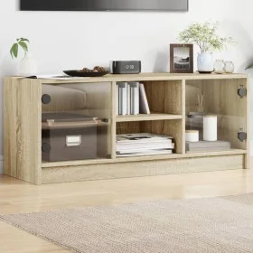 Mueble de TV con puertas de vidrio roble Sonoma 102x37x42 cm de , Muebles TV - Ref: Foro24-836373, Precio: 62,81 €, Descuento: %