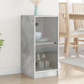 Armario auxiliar puertas de vidrio gris hormigón 35x37x75,5 cm de , Aparadores - Ref: Foro24-836402, Precio: 51,26 €, Descuen...