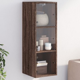Wandschrank Eiche braun Glastüren 35x37x100 cm von , Schließfächer und Lagerschränke - Ref: Foro24-836489, Preis: 65,26 €, Ra...