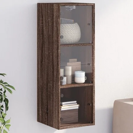 Wandschrank Eiche braun Glastüren 35x37x100 cm von , Schließfächer und Lagerschränke - Ref: Foro24-836489, Preis: 64,54 €, Ra...