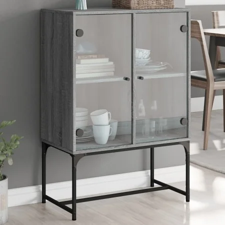 Zusatzgarderobe mit Glastüren in Sonoma-Grau, 69 x 37 x 100 cm von , Sideboards - Ref: Foro24-836551, Preis: 75,48 €, Rabatt: %