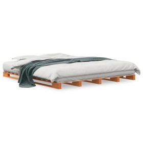 Palettenbett aus massivem, wachsbraunem Kiefernholz, 180 x 200 cm von , Betten und Lattenroste - Ref: Foro24-844458, Preis: 1...