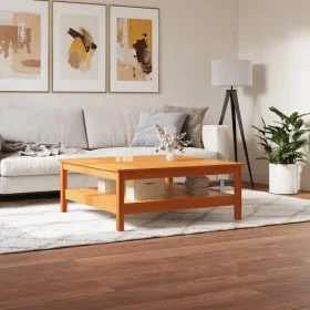 Solid wax brown pine wood coffee table 100x100x40 cm by , Coffee table - Ref: Foro24-844470, Price: 130,10 €, Discount: %