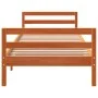 Wax brown solid pine wood bed frame 90x200 cm by , Beds and slatted bases - Ref: Foro24-844485, Price: 88,55 €, Discount: %