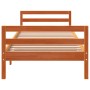 Wax brown solid pine wood bed frame 90x190 cm by , Beds and slatted bases - Ref: Foro24-844487, Price: 102,75 €, Discount: %