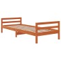 Wax brown solid pine wood bed frame 90x190 cm by , Beds and slatted bases - Ref: Foro24-844487, Price: 102,75 €, Discount: %