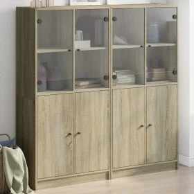 Shelving unit with Sonoma oak wood doors 136x37x142 cm by , Bookcases and shelves - Ref: Foro24-3206526, Price: 267,01 €, Dis...