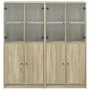 Shelving unit with Sonoma oak wood doors 136x37x142 cm by , Bookcases and shelves - Ref: Foro24-3206526, Price: 266,18 €, Dis...