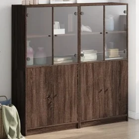 Estantería con puertas madera marrón roble 136x37x142 cm de , Librerías y estanterías - Ref: Foro24-3206530, Precio: 250,52 €...