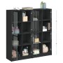 Black engineered wood shelving unit with doors 136x37x142 cm by , Bookcases and shelves - Ref: Foro24-3206518, Price: 256,52 ...