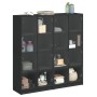 Black engineered wood shelving unit with doors 136x37x142 cm by , Bookcases and shelves - Ref: Foro24-3206518, Price: 256,52 ...