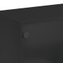 Black engineered wood shelving unit with doors 136x37x142 cm by , Bookcases and shelves - Ref: Foro24-3206518, Price: 256,52 ...