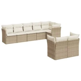 Gartensofa-Set mit beigen Kissen 8 Stück PE-Rattan von , Gartensets - Ref: Foro24-3217908, Preis: 564,79 €, Rabatt: %