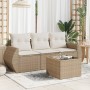 Garden sofa set with cushions 4 pieces beige synthetic rattan by , Garden sets - Ref: Foro24-3221067, Price: 300,35 €, Discou...
