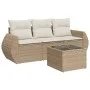 Garden sofa set with cushions 4 pieces beige synthetic rattan by , Garden sets - Ref: Foro24-3221067, Price: 332,99 €, Discou...