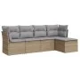Garden sofa set with cushions 5 pieces beige synthetic rattan by , Garden sets - Ref: Foro24-3249398, Price: 321,11 €, Discou...