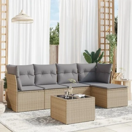 Garden sofa set with cushions 6 pieces beige synthetic rattan by , Garden sets - Ref: Foro24-3249408, Price: 374,04 €, Discou...