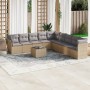 Garden sofa set with beige cushions 10 pieces synthetic rattan by , Garden sets - Ref: Foro24-3249628, Price: 631,18 €, Disco...
